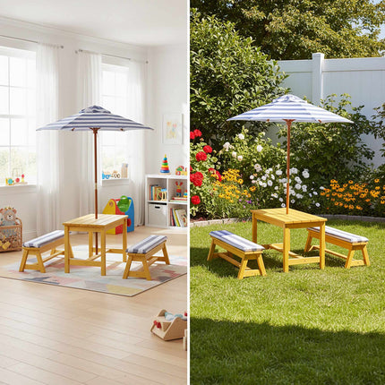 Picknick-Tischset für Kinder mit Sonnenschirm und Kissen