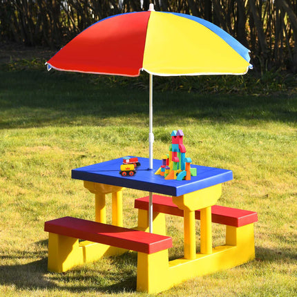 Kinderpicknicktisch-Set mit Schirm – Robust, einfacher Aufbau