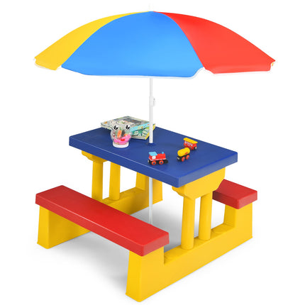 Kinderpicknicktisch-Set mit Schirm – Robust, einfacher Aufbau