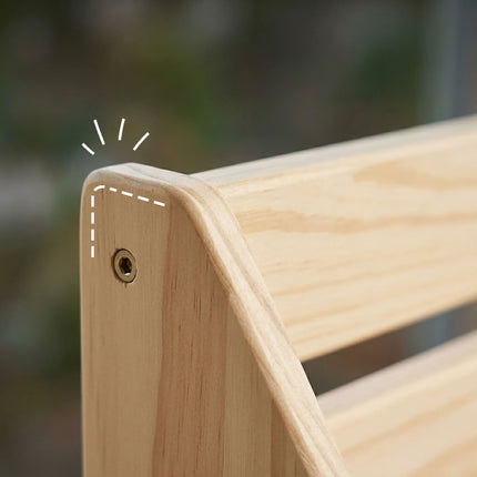Kids' Pine Wood Bookcase with Castors, Natural Finish