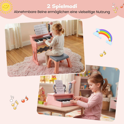 Kids Pink 25-Key Keyboard with Stool & Microphone