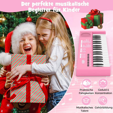 Kids' Pink Keyboard Piano, 37 Keys, 8 Rhythms, USB & Battery