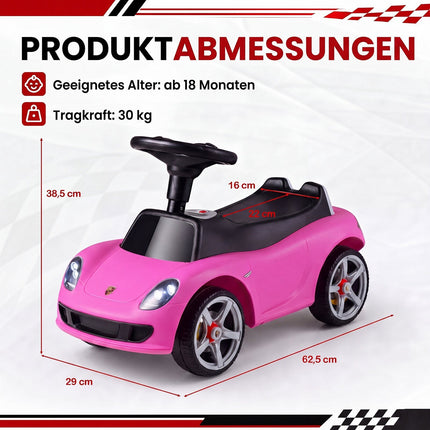 Kids Pink Porsche Ride-On Car with Horn & Sound