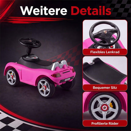 Kids Pink Porsche Ride-On Car with Horn & Sound