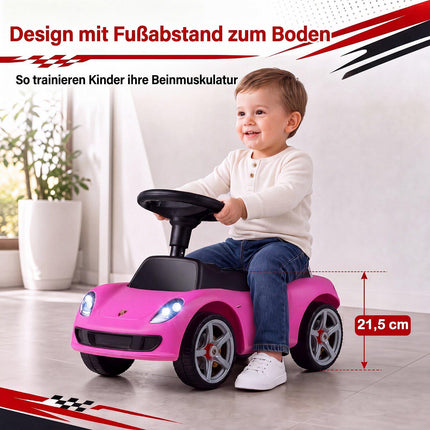 Kids Pink Porsche Ride-On Car with Horn & Sound