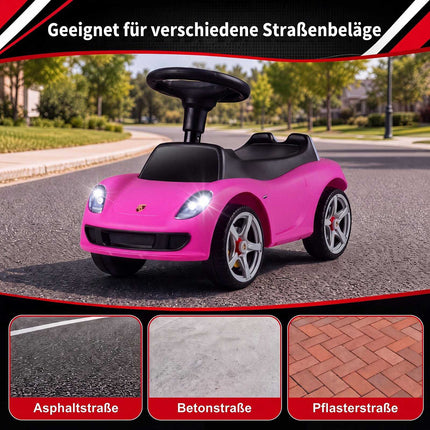 Kids Pink Porsche Ride-On Car with Horn & Sound