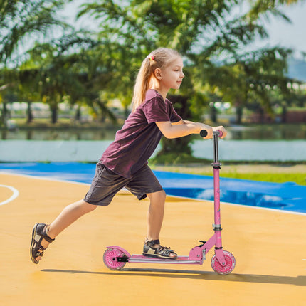 Kids' Pink Scooter with LED Wheels, Adjustable Handlebar