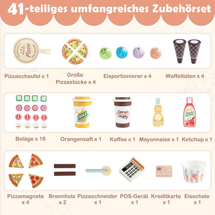 Kinder-Pizza-Foodtruck-Spielset mit Magnettafel
