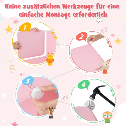 Kinder-Kunststoffkleiderschrank mit 12 Würfeln und Türen, Rosa