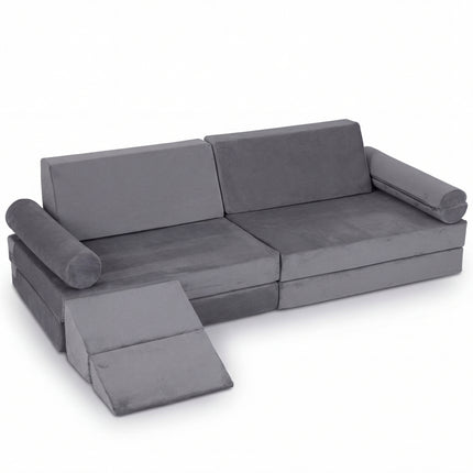 Kinder Spielsofa, 10-teiliger modularer Schaumstoff-Kletterer, Grau