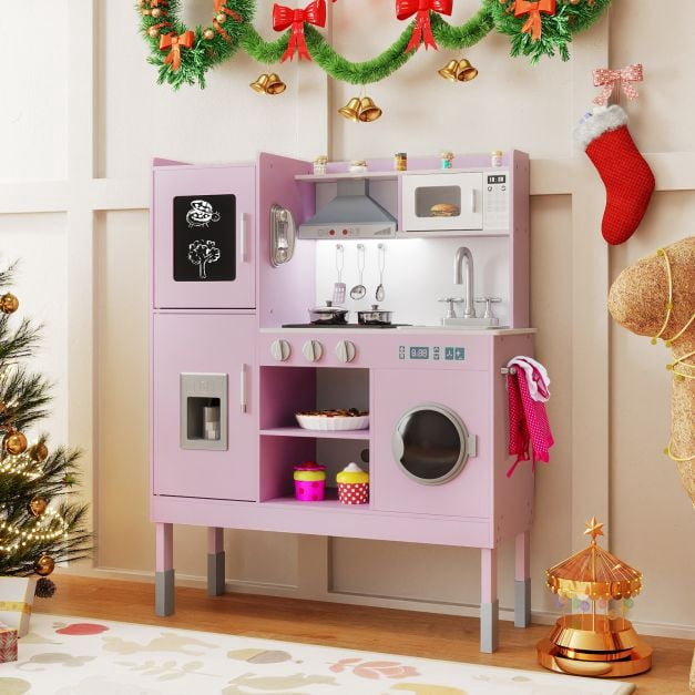 Kinder-Spielküchenset, höhenverstellbar, 16 Teile, Rosa