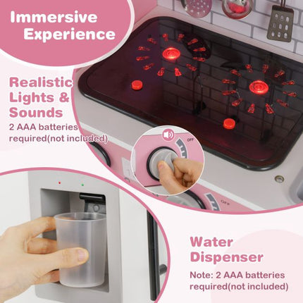 Kinder Spielküche Set – Ofen, Waschmaschine, Lichter, Pink