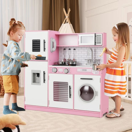 Kinder Spielküche Set – Ofen, Waschmaschine, Lichter, Pink