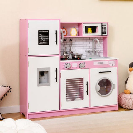 Kinder Spielküche Set – Ofen, Waschmaschine, Lichter, Pink