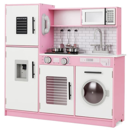 Kinder Spielküche Set – Ofen, Waschmaschine, Lichter, Pink