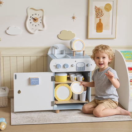Kinder Spielküche, Geschirrspüler aus Holz, 32 Zubehörteile, MDF
