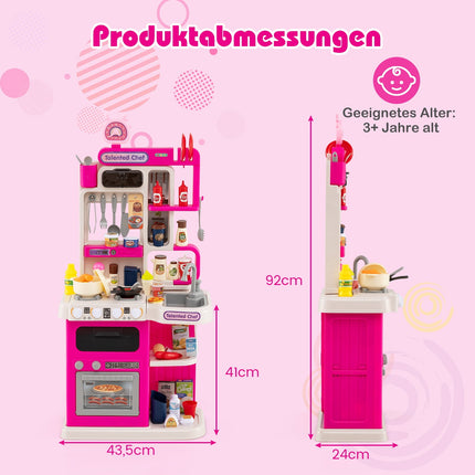 Kids' Play Kitchen Set with 54 Accessories, Pink, Ages 3+