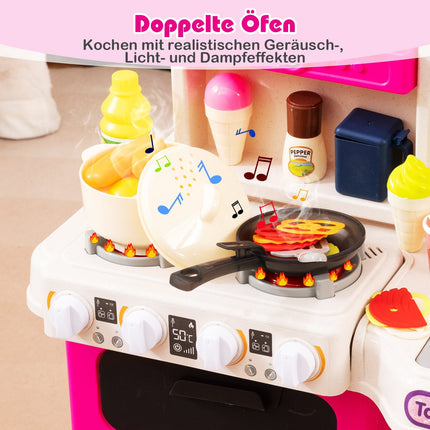 Kids' Play Kitchen Set with 54 Accessories, Pink, Ages 3+