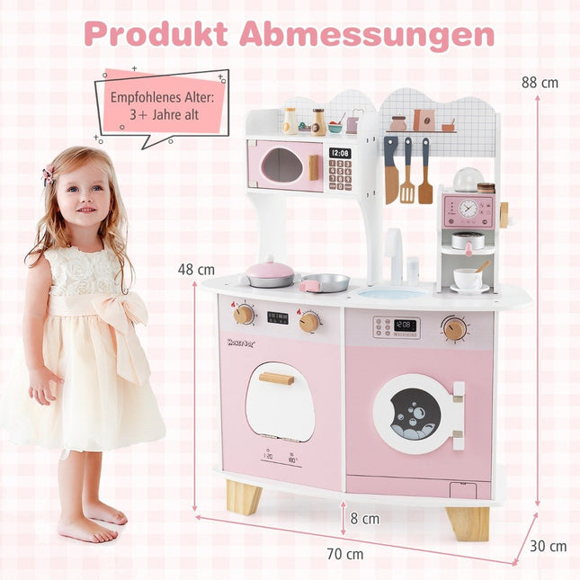 Kinder Spielküchen-Set mit Zubehör – Kaffeemaschine, Mikrowelle, Ofen
