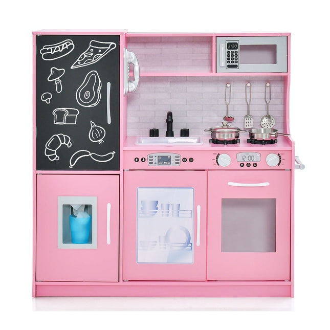 Kinder Spielküche mit Kreidetafel, Rosa, 82x24x80 cm