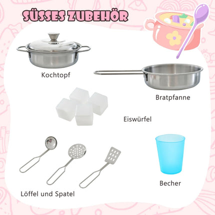 Kinder Spielküche mit Kreidetafel, Rosa, 82x24x80 cm