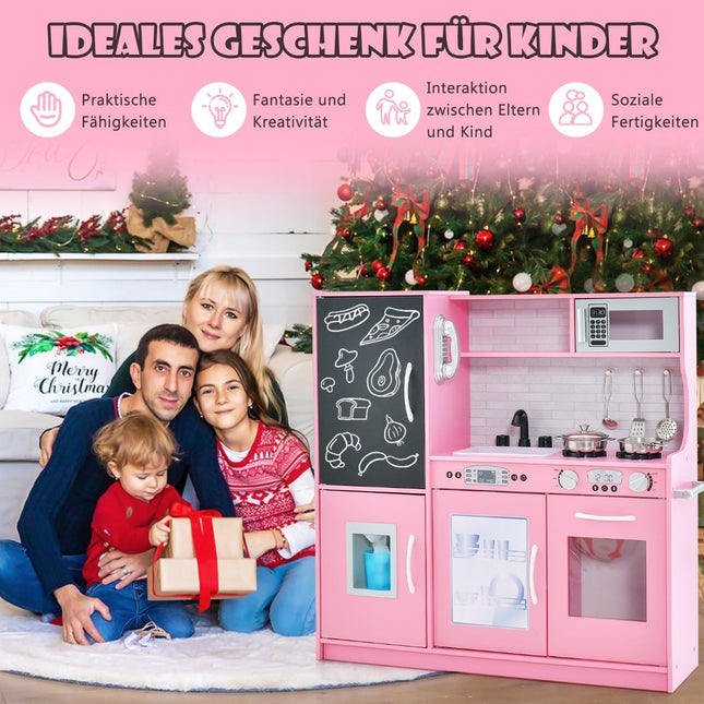 Kinder Spielküche mit Kreidetafel, Rosa, 82x24x80 cm