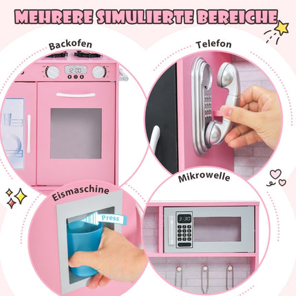 Kinder Spielküche mit Kreidetafel, Rosa, 82x24x80 cm