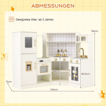 Kids Play Kitchen Set with Ice Dispenser, Oven, Microwave