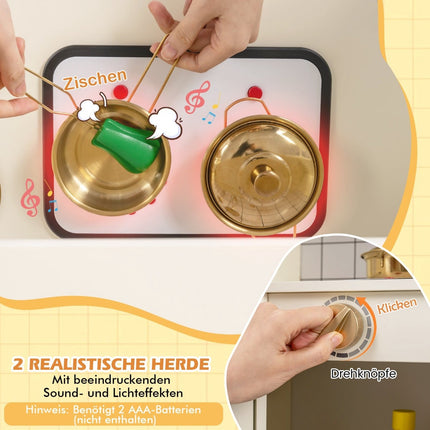 Kids Play Kitchen Set with Ice Dispenser, Oven, Microwave