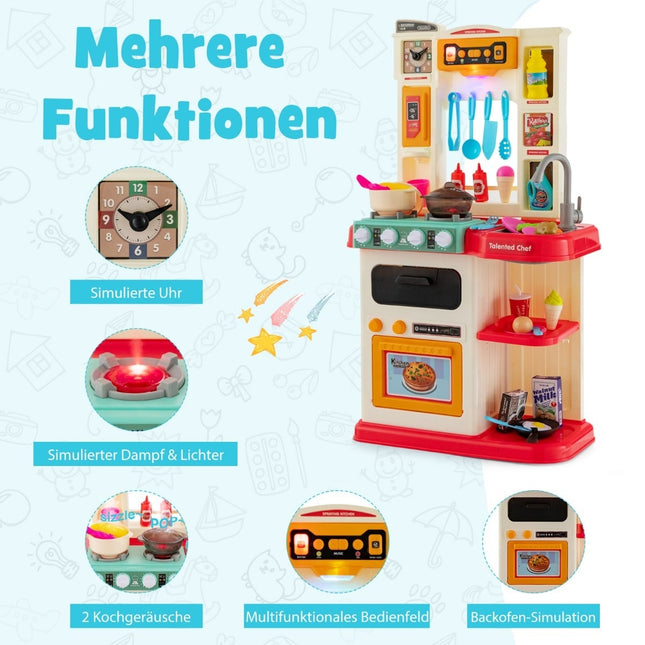 Kinder-Spielküchen-Set mit Lichtern, Wasserpumpe, 38 Teilen