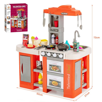 Kids' Play Kitchen with 67 Accessories, Water Pump Function