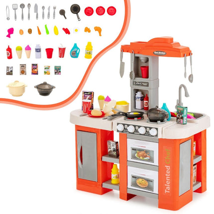 Kids' Play Kitchen with 67 Accessories, Water Pump Function