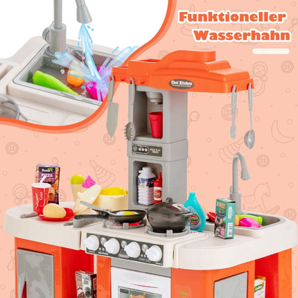 Kids' Play Kitchen with 67 Accessories, Water Pump Function