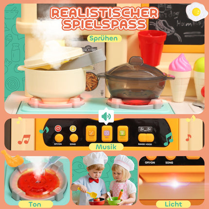 Kinder Spielküche mit Wasser, 85-teiliges Set, Licht & Sound