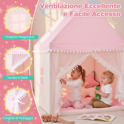 Kids Play Tent House With Mattress, Mesh Door, 2 Windows