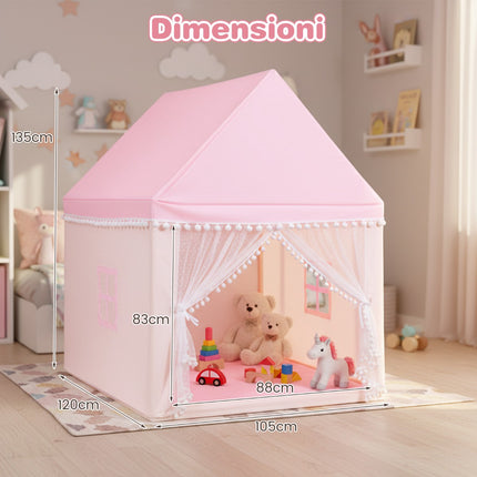 Kids Play Tent House With Mattress, Mesh Door, 2 Windows