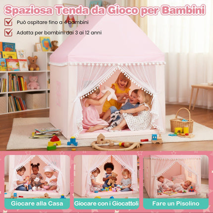 Kids Play Tent House With Mattress, Mesh Door, 2 Windows