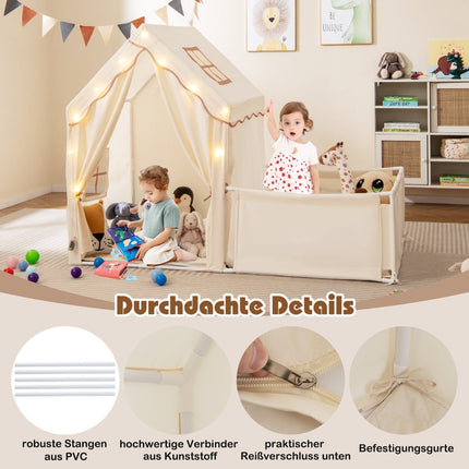 Kinderzelt & Laufstall mit Lichtern und waschbarer Matte