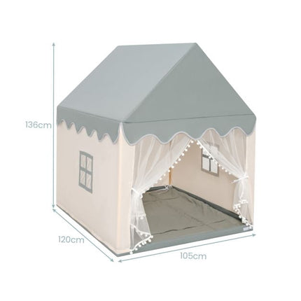 Kinder-Spielzelt mit gepolsterter Matte, Holzrahmen, 120x105x140 cm