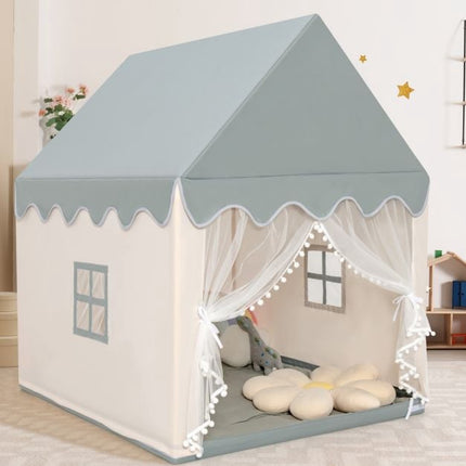 Kinder-Spielzelt mit gepolsterter Matte, Holzrahmen, 120x105x140 cm