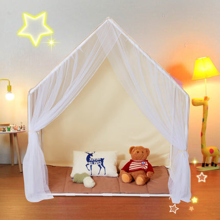 Kids Play Tent Yurt, Beige, Mat and Hanging Light