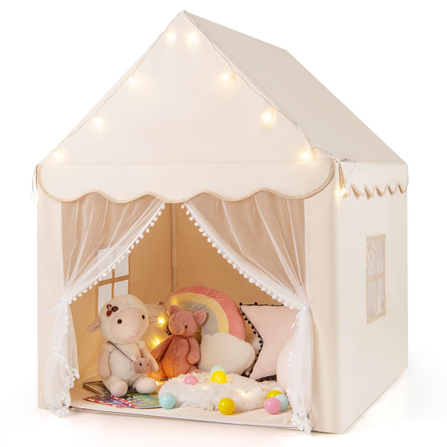 Kinder-Spielzelt mit Sternlichtern, Fenstern und Matte
