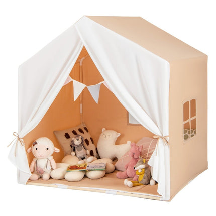 Kids Play Tent with Washable Cotton Mat & Flag Banner