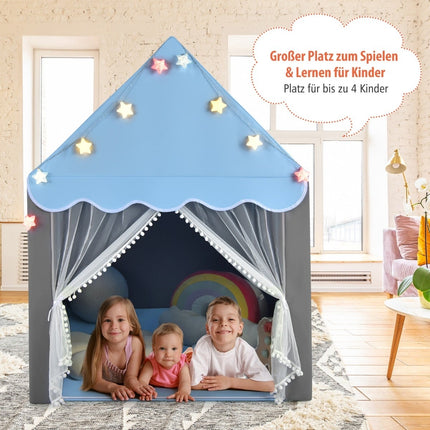 Kinder Spielzelt mit waschbarer Matte, 105x121x136 cm, Blau
