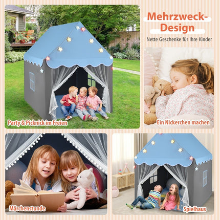 Kinder Spielzelt mit waschbarer Matte, 105x121x136 cm, Blau