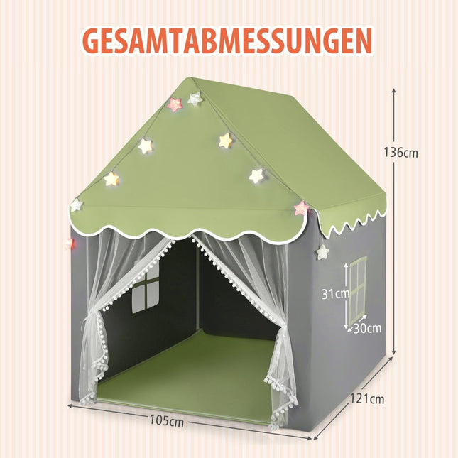Kinder-Spielzelt mit waschbarer Matte und Sternlichtern, 105x121x136 cm