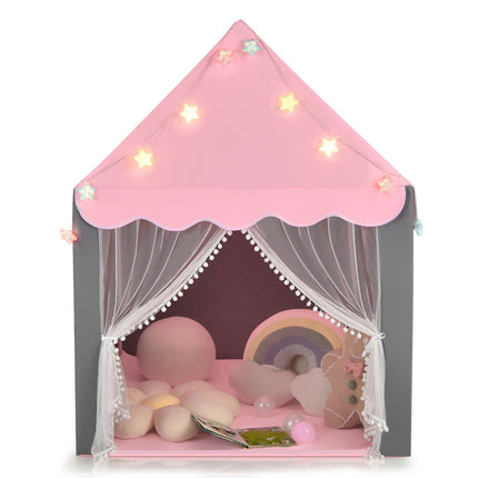 Kinder Spielzelt mit Lichterkette und Matte - Rosa