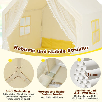 Kinder-Spielzelt mit waschbarer Baumwollmatte, 122x105x125 cm