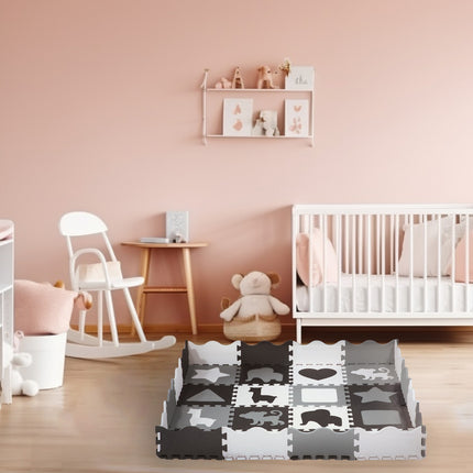 Kids' Playpen Puzzle Mat, Gray, 36 Pieces, 140x140cm