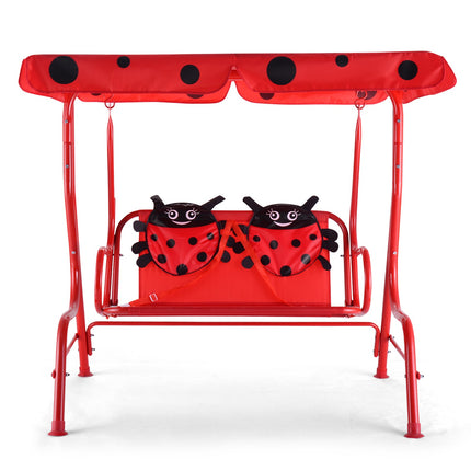 Kids Porch Swing Bench, 2-Seat, Adjustable Canopy